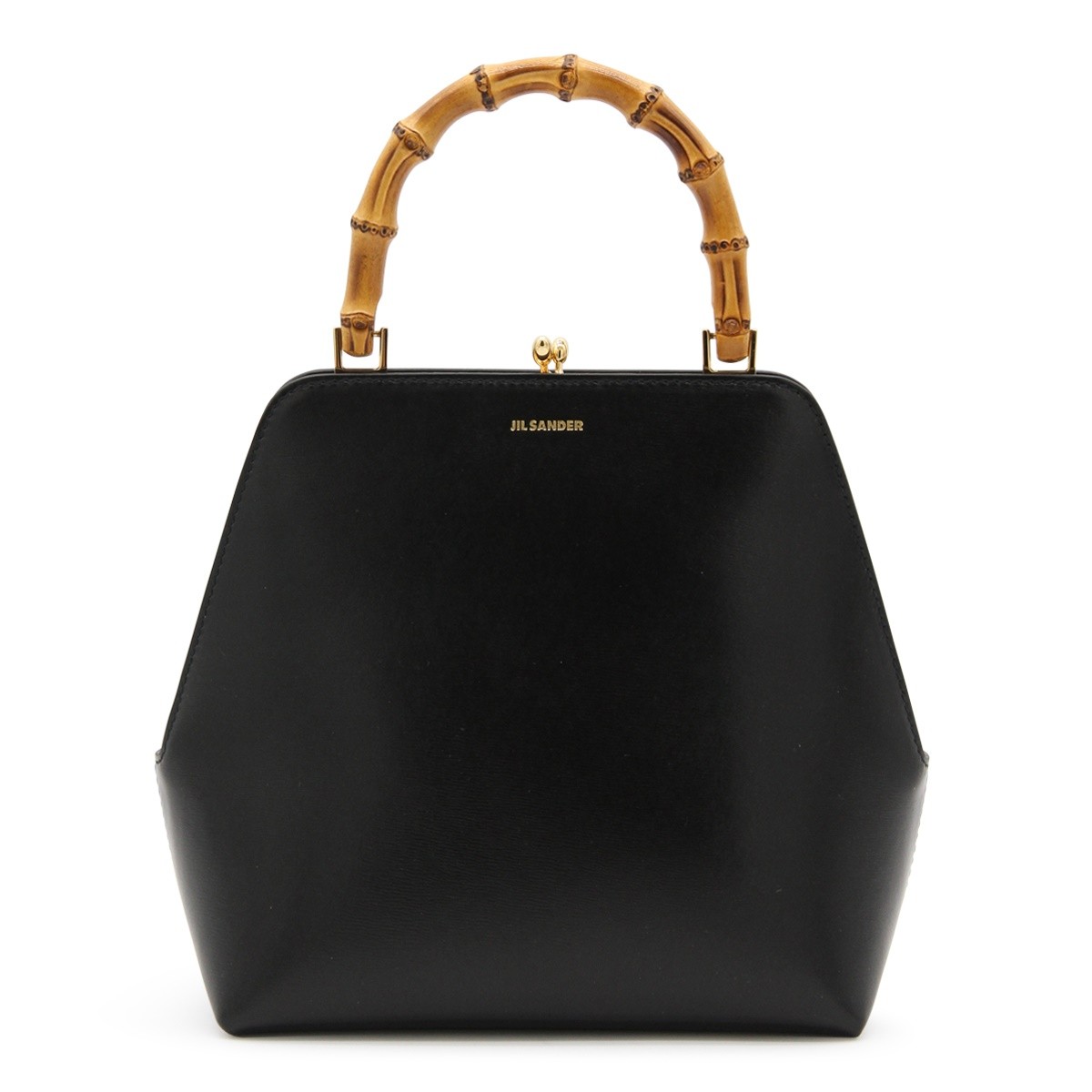 BLACK LEATHER TOP HANDLE BAG