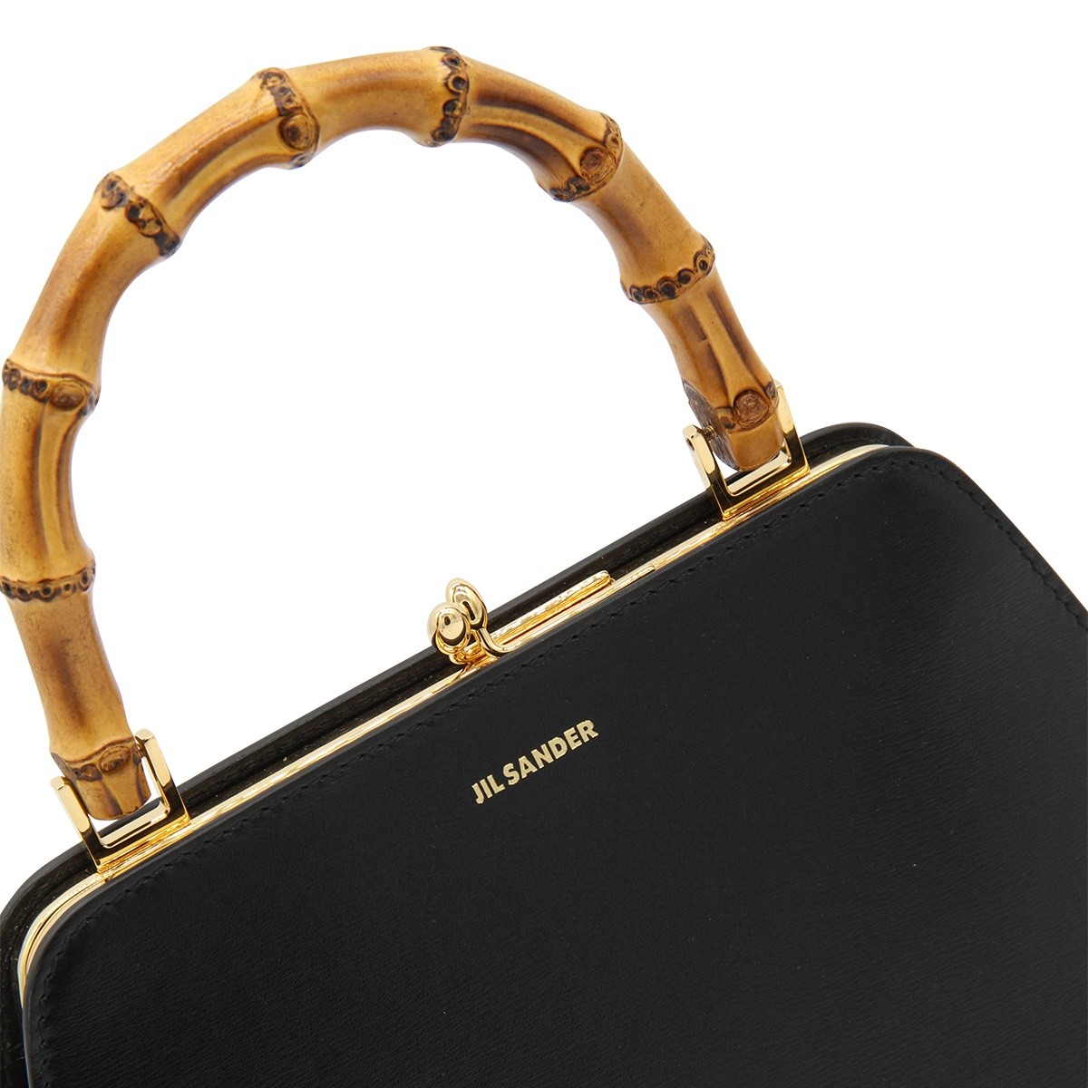 BLACK LEATHER TOP HANDLE BAG