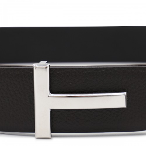 BROWN AND BLACK LEATHER T BELT