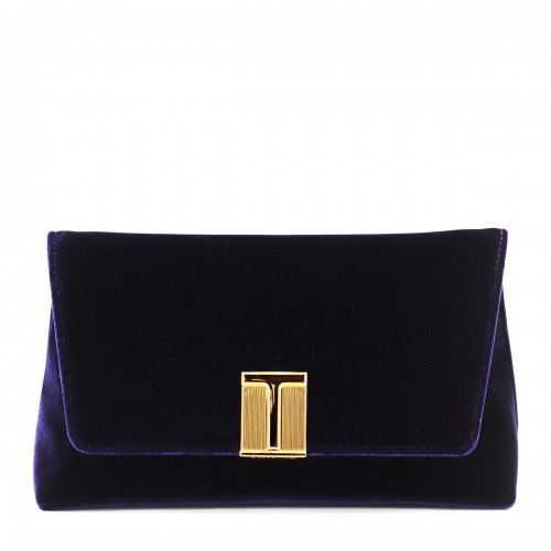 DARK BLUE VELVET SHOULDER BAG