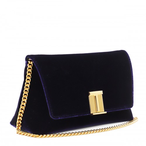DARK BLUE VELVET SHOULDER BAG