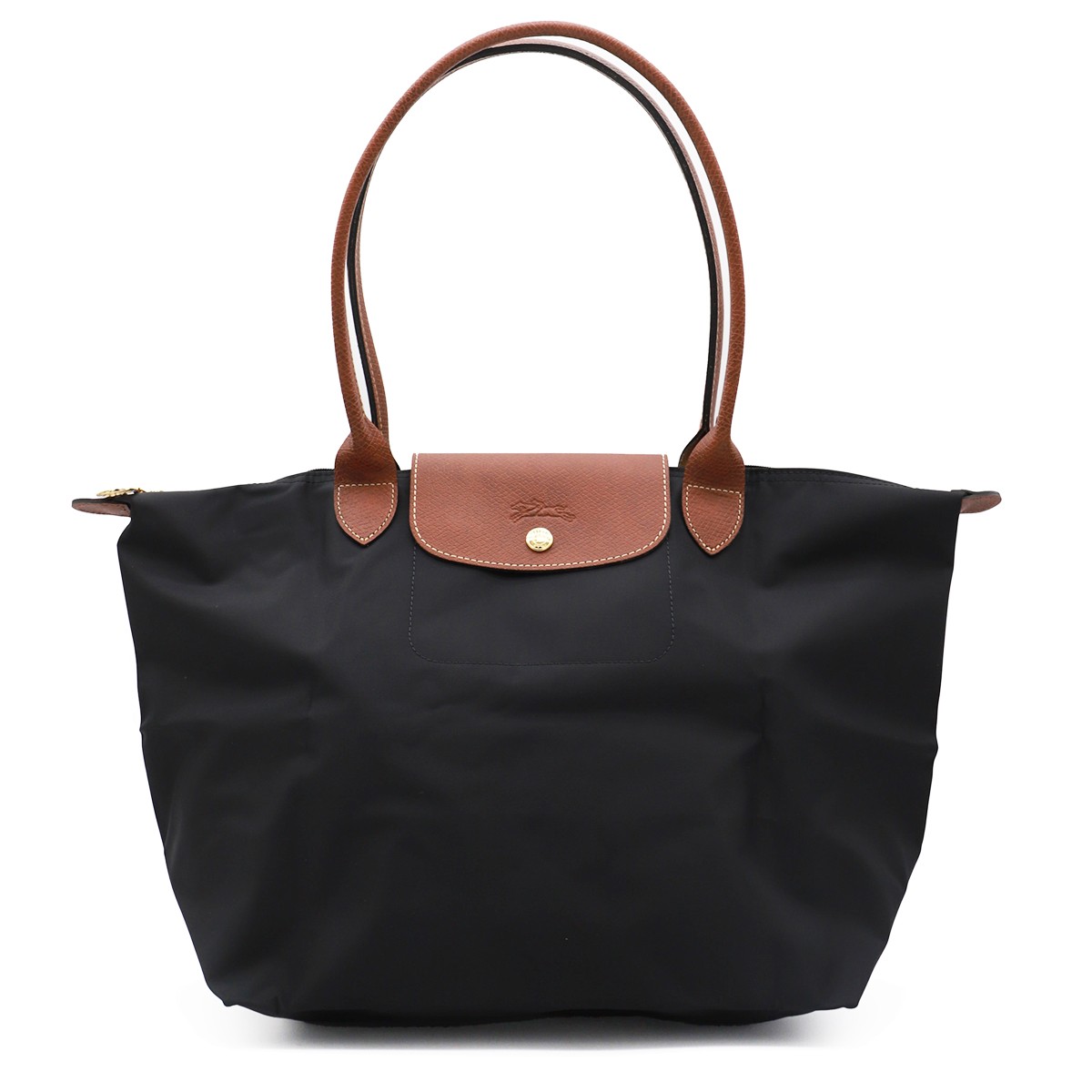 BLACK LEATHER LE PLIAGE ORIGINAL L TOTES