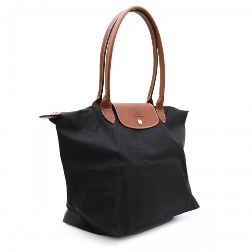 BLACK LEATHER LE PLIAGE ORIGINAL L TOTES