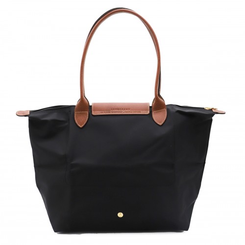 BLACK LEATHER LE PLIAGE ORIGINAL L TOTES
