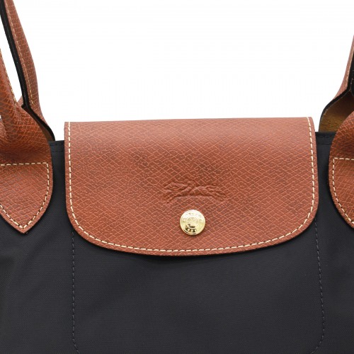 BLACK LEATHER LE PLIAGE ORIGINAL L TOTES
