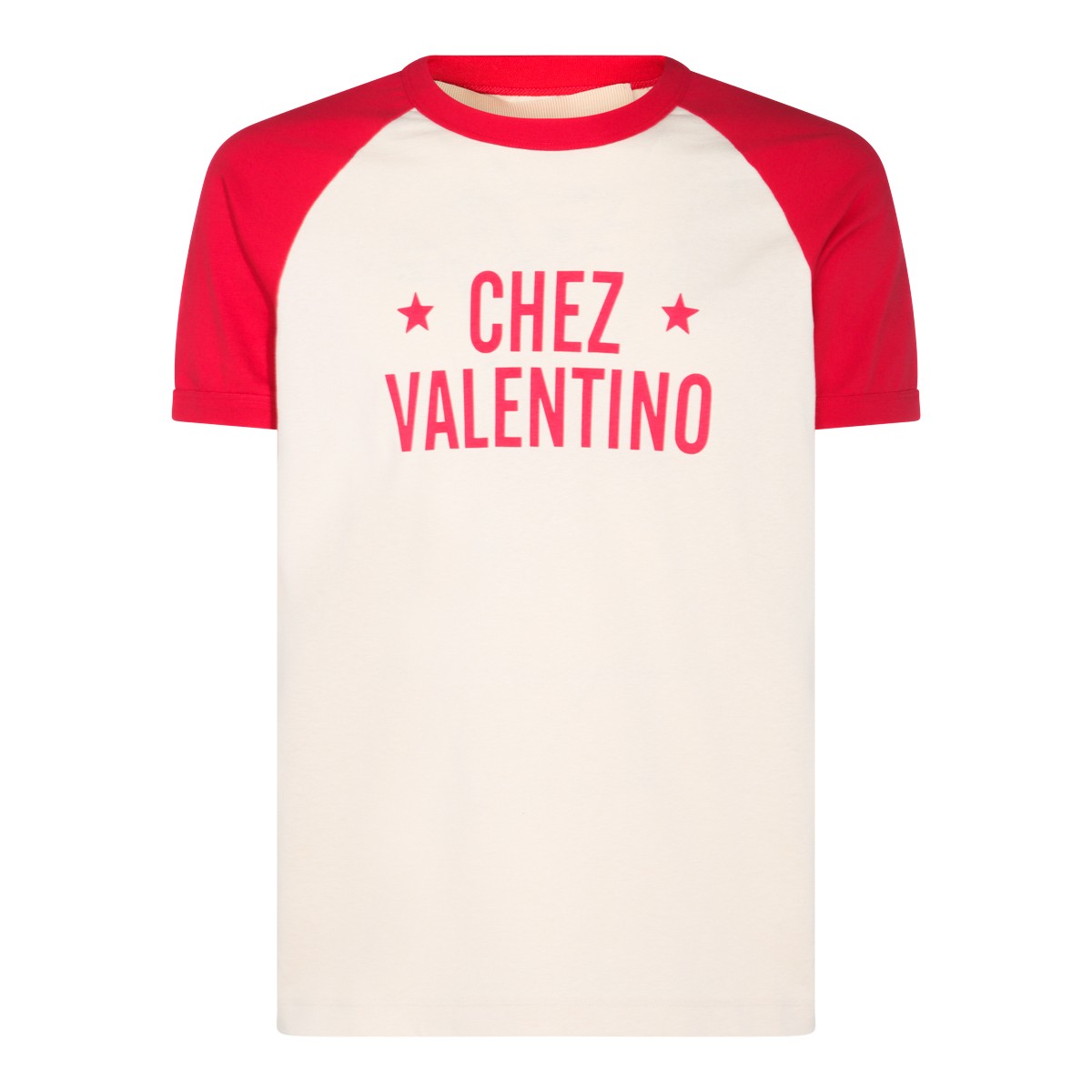 WHITE AND RED COTTON T-SHIRT