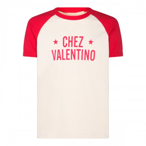 WHITE AND RED COTTON T-SHIRT