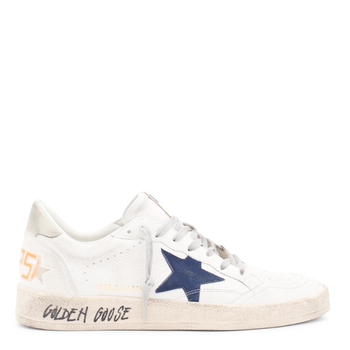WHITE AND BLUE LEATHER BALL STAR SNEAKERS