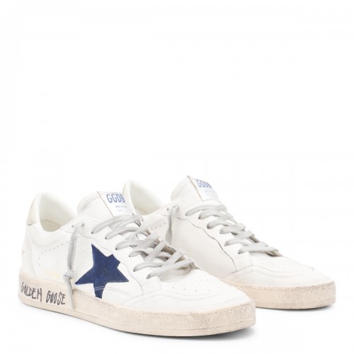 WHITE AND BLUE LEATHER BALL STAR SNEAKERS