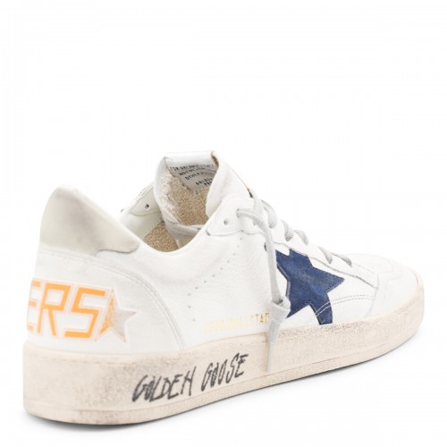 WHITE AND BLUE LEATHER BALL STAR SNEAKERS