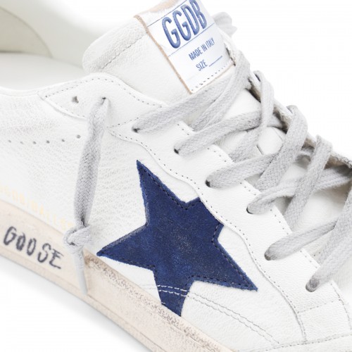 WHITE AND BLUE LEATHER BALL STAR SNEAKERS