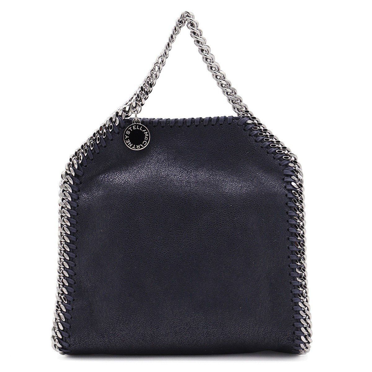 DARK BLUE FAUX LEATHER TINY FALABELLA TOTE BAG