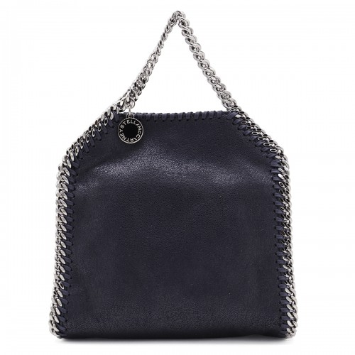DARK BLUE FAUX LEATHER TINY FALABELLA TOTE BAG