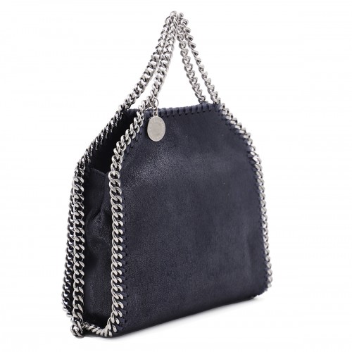 DARK BLUE FAUX LEATHER TINY FALABELLA TOTE BAG