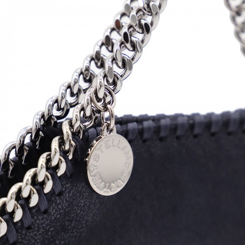 DARK BLUE FAUX LEATHER TINY FALABELLA TOTE BAG