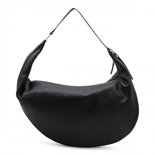 BLACK LEATHER HOBO DOT SHOULDER BAG