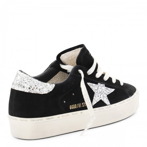 BLACK AND SILVER LEATHER HI STAR SNEAKERS