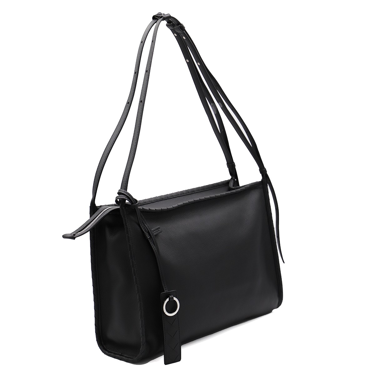 BLACK LEATHER CORRIERE BAG