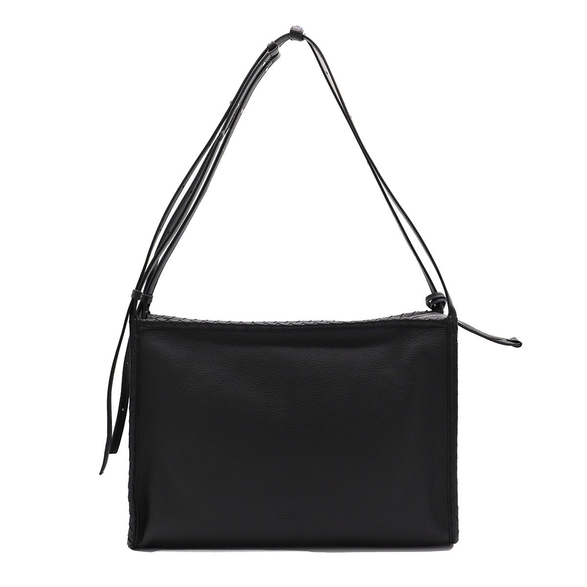BLACK LEATHER CORRIERE BAG