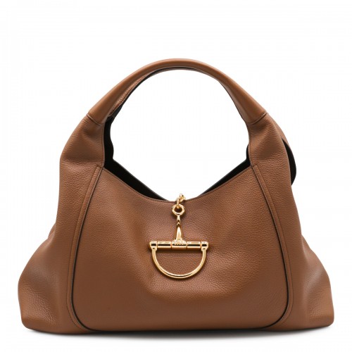 BROWN LEATHER SOFTBIT MAXI TOTES