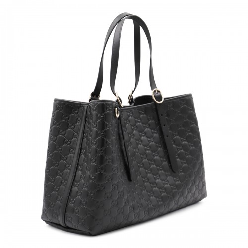 BLACK LEATHER EMBLEM BIG TOTES 2