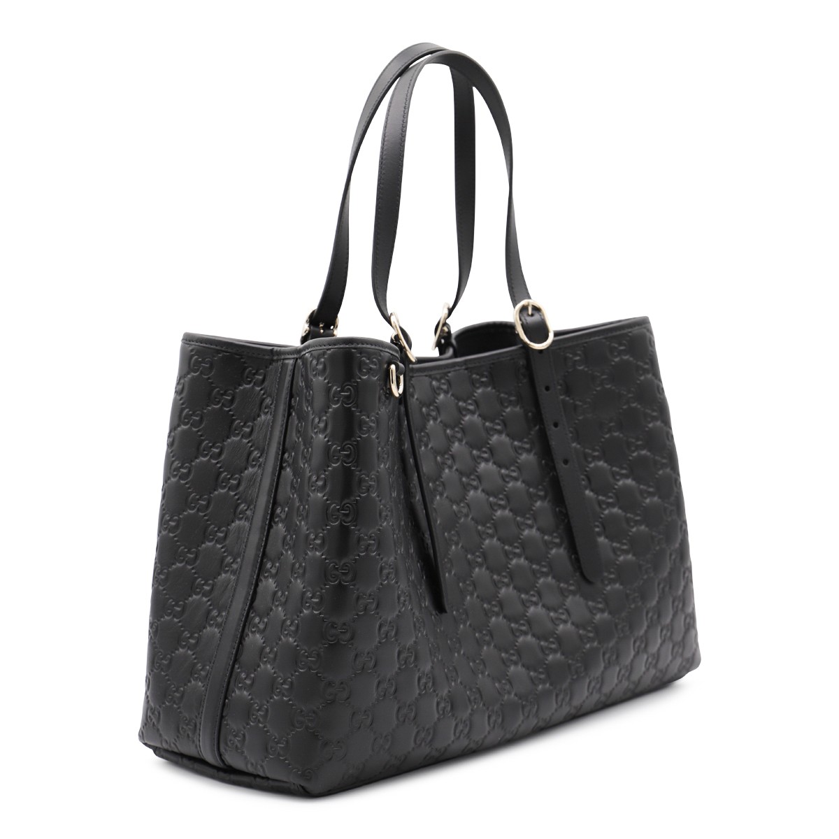 BLACK LEATHER EMBLEM BIG TOTES