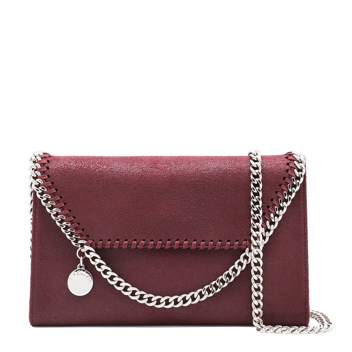 DARK RED FAUX-LEATHER FALABELLA SHOULDER BAG