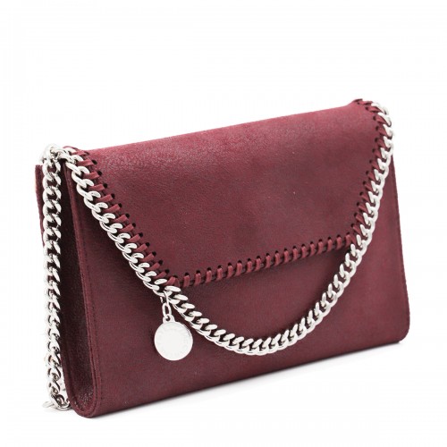 DARK RED FAUX-LEATHER FALABELLA SHOULDER BAG