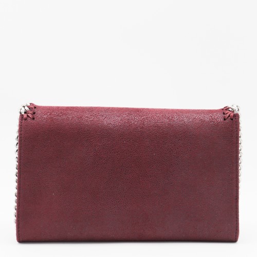 DARK RED FAUX-LEATHER FALABELLA SHOULDER BAG