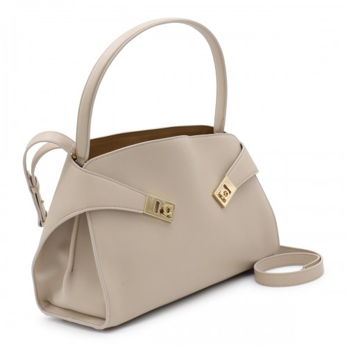 LIGHT GREY LEATHER HUG SOFT SHOULDER BAG