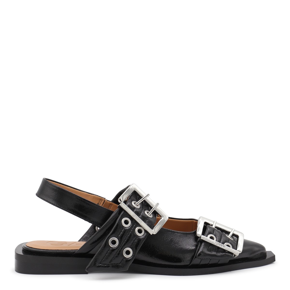 BLACK LEATHER FLATS