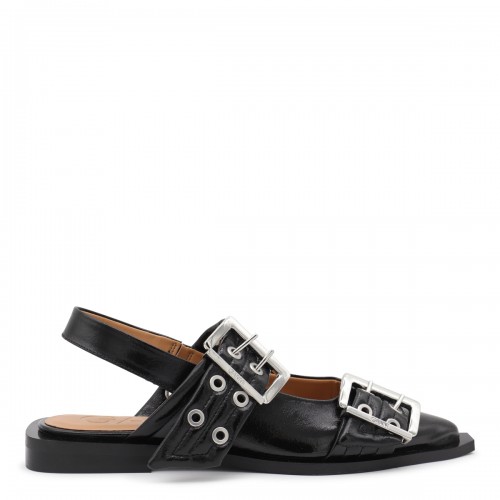 BLACK LEATHER FLATS