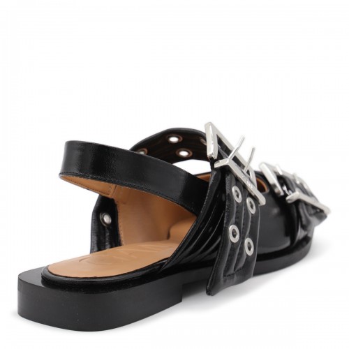 BLACK LEATHER FLATS