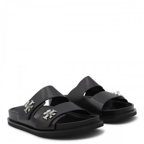 BLACK LEATHER FLATS