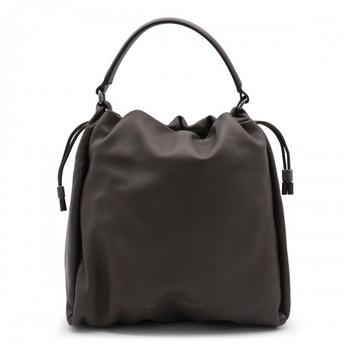 DARK GREY LEATHER SATCHEL