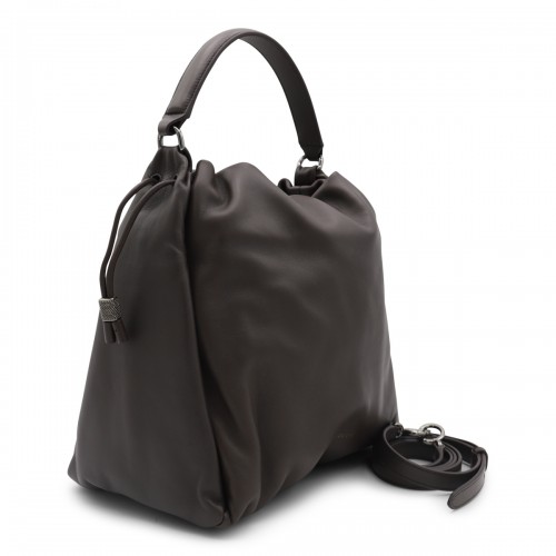 DARK GREY LEATHER SATCHEL