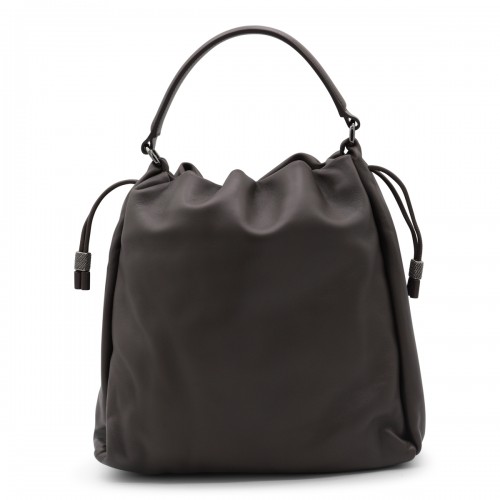 DARK GREY LEATHER SATCHEL