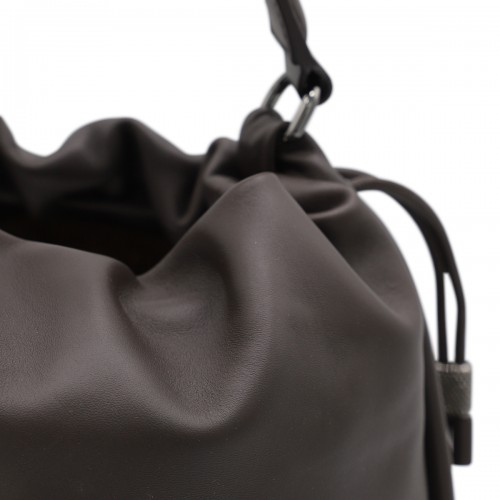 DARK GREY LEATHER SATCHEL
