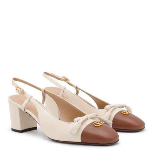 CREAM LEATHER VALET DU ROI PUMPS