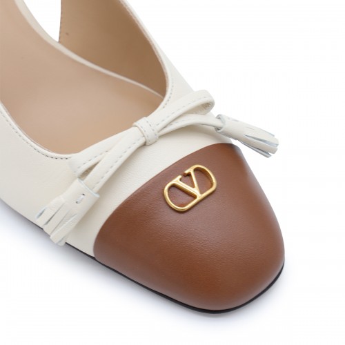 CREAM LEATHER VALET DU ROI PUMPS