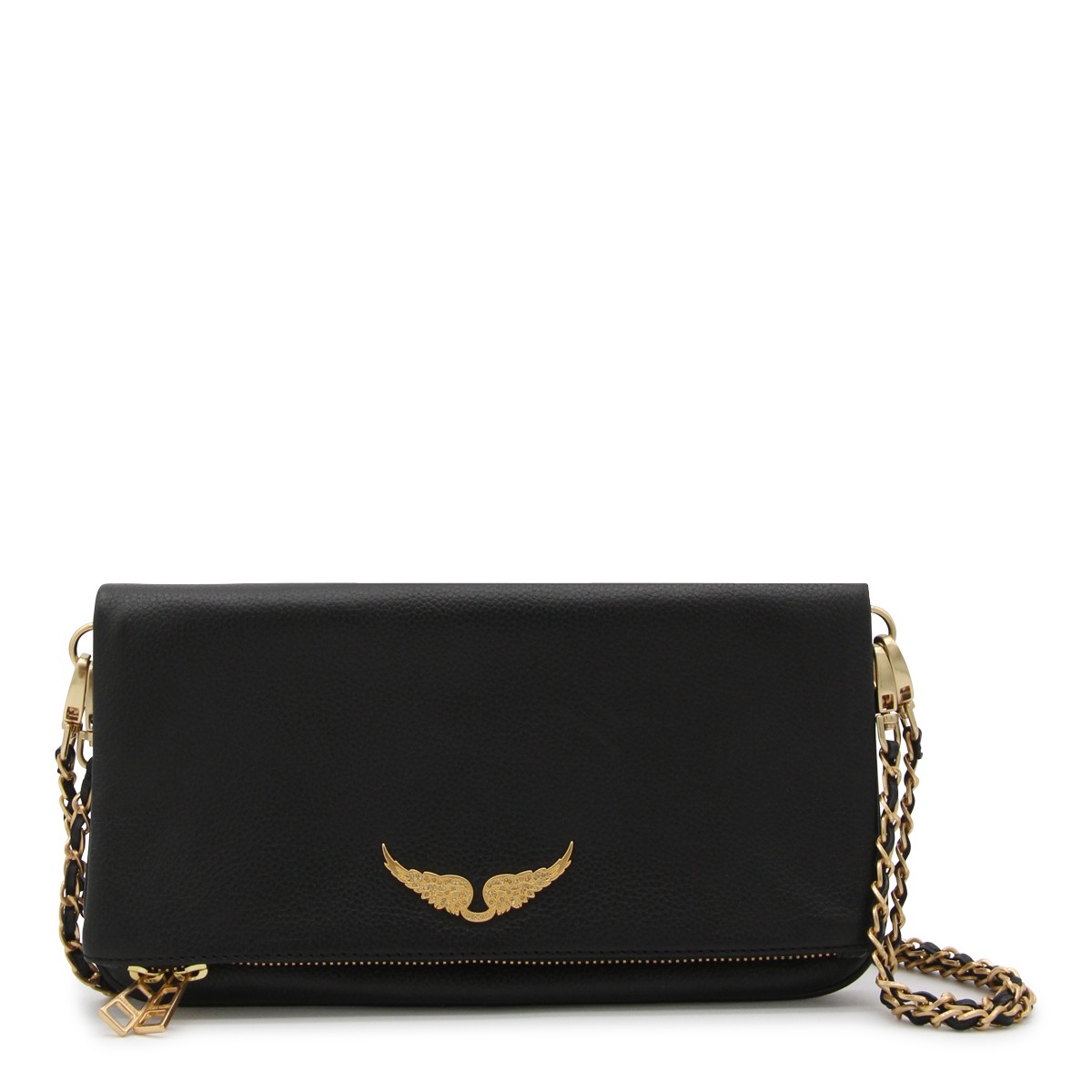 BLACK LEATHER ROCK SHOULDER BAG