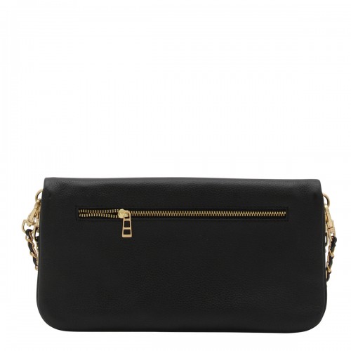 BLACK LEATHER ROCK SHOULDER BAG