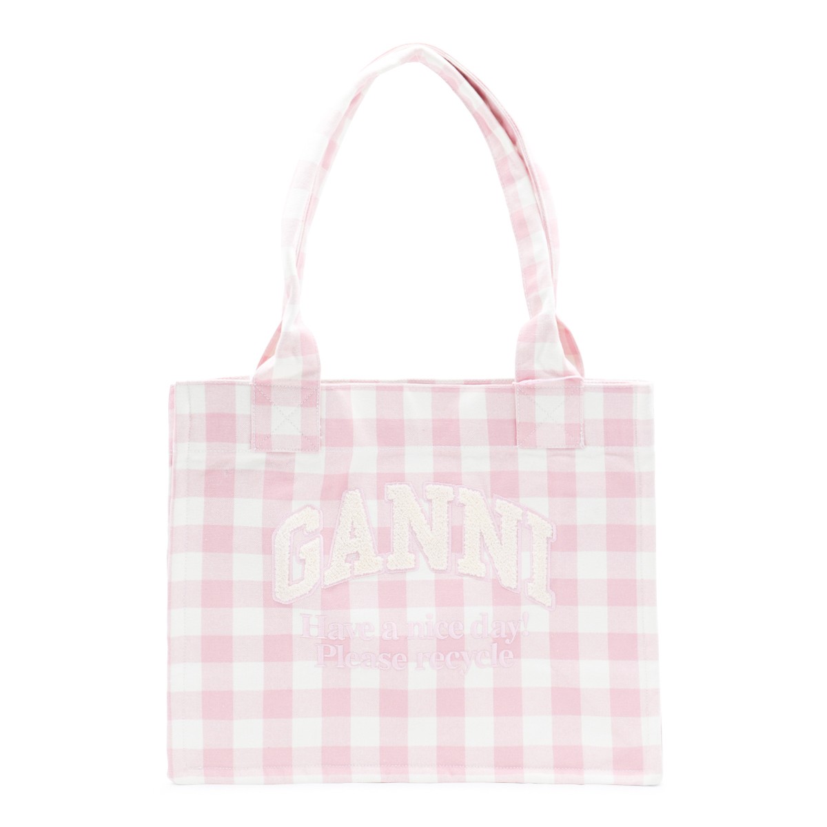 PINK AND WHITE COTTON TOTE