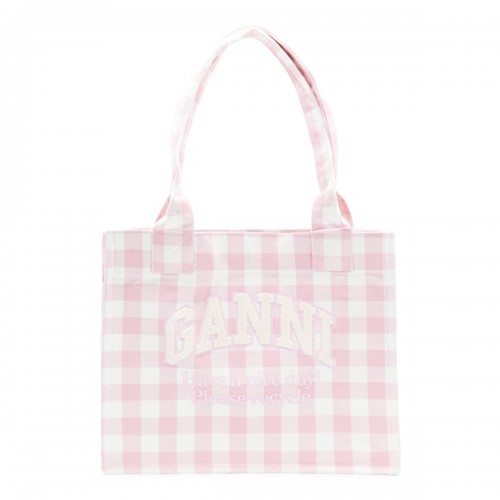PINK AND WHITE COTTON TOTE