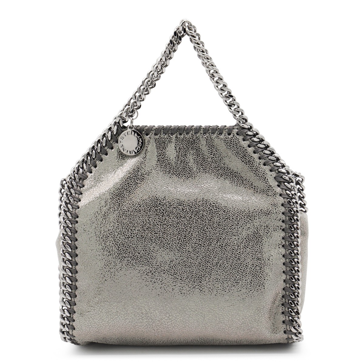 SILVER LEATHER MICRO FALABELLA TOTE