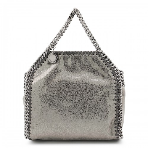 SILVER LEATHER MICRO FALABELLA TOTE