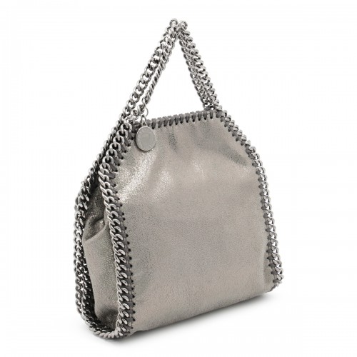 SILVER LEATHER MICRO FALABELLA TOTE