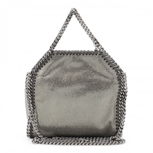 SILVER LEATHER MICRO FALABELLA TOTE