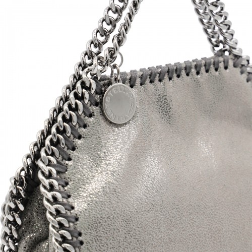 SILVER LEATHER MICRO FALABELLA TOTE