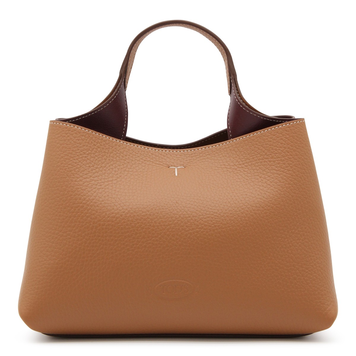 BROWN LEATHER TOP HANDLE BAG